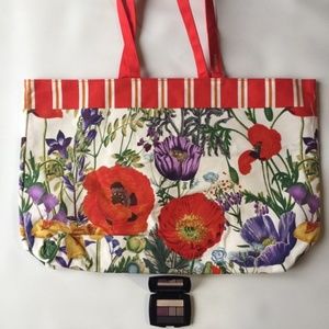 Flower print canvas tote